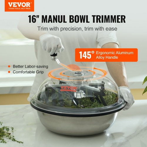 VEVOR Recortadora de Hojas Manual de 43cm con Cuchillas de Acero Inoxidable Recortadora de Hoja en Espiral Visible Soporte Plegable Recortadora de Hierba con Podadora Manual Incluida para Secar Hierba
