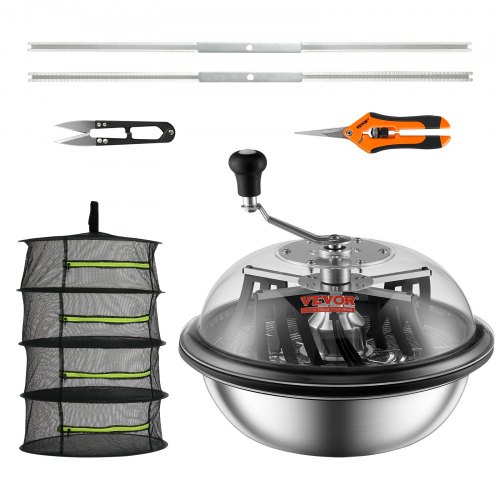 VEVOR Recortadora de Hojas Manual de 43cm con Cuchillas de Acero Inoxidable Recortadora de Hoja en Espiral Visible Soporte Plegable Recortadora de Hierba con Podadora Manual Incluida para Secar Hierba