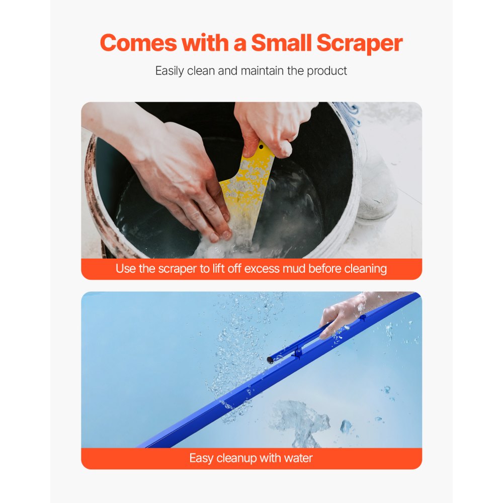 VEVOR concrete screed, 240 cm screed with spirit level, easy cleaning & end cap design, aluminum & reversible handle for leveling floors, for small construction sites & home renovations