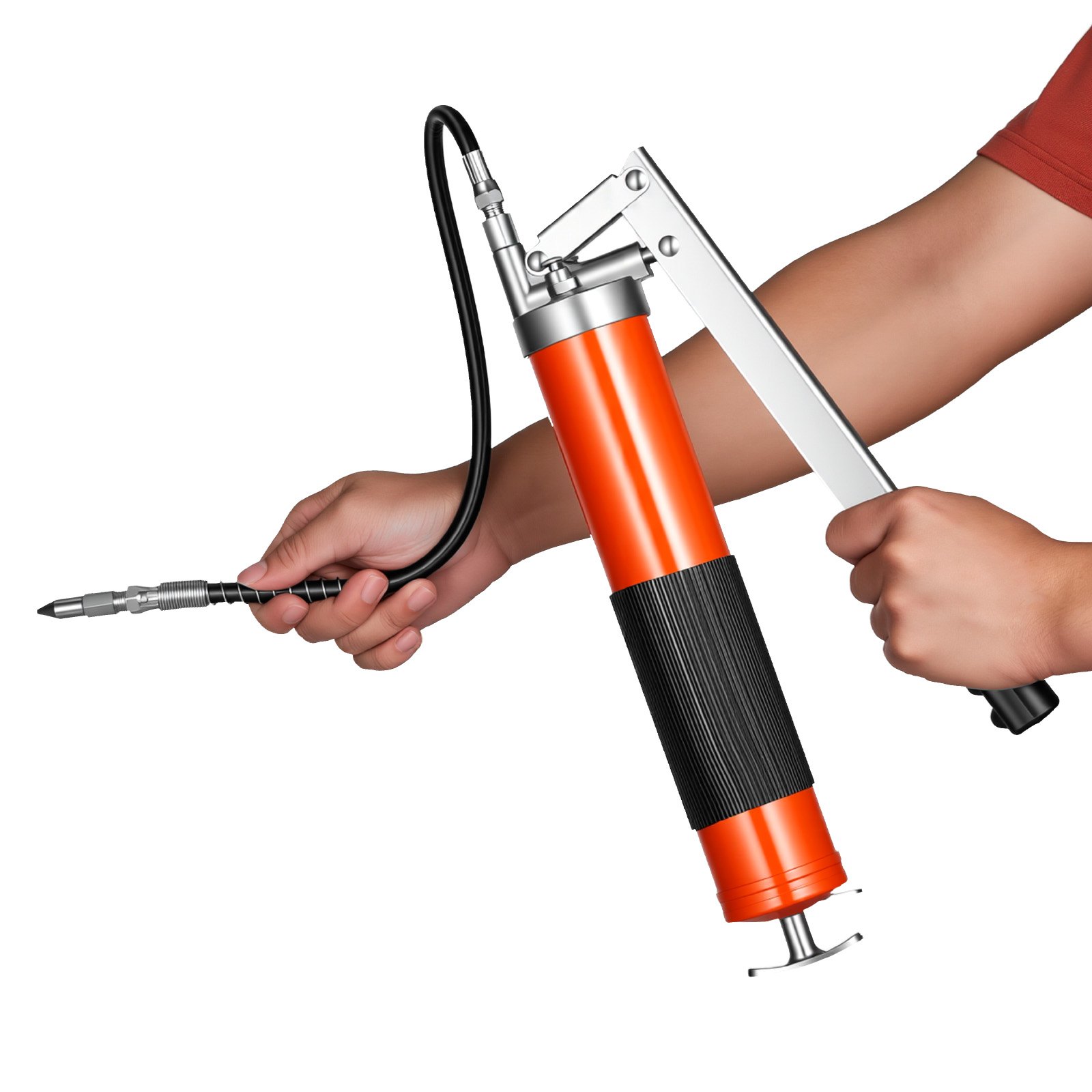 VEVOR Grease Gun, 10000 PSI High Pressure, Heavy Duty Pistol Grip Grease Gun Kit with 0.4 L Capacity, Includes 46 cm Flex Hose, 1 Extension Rigid Pipe and 1 Sharp Type Nozzle for Automotive, Marine