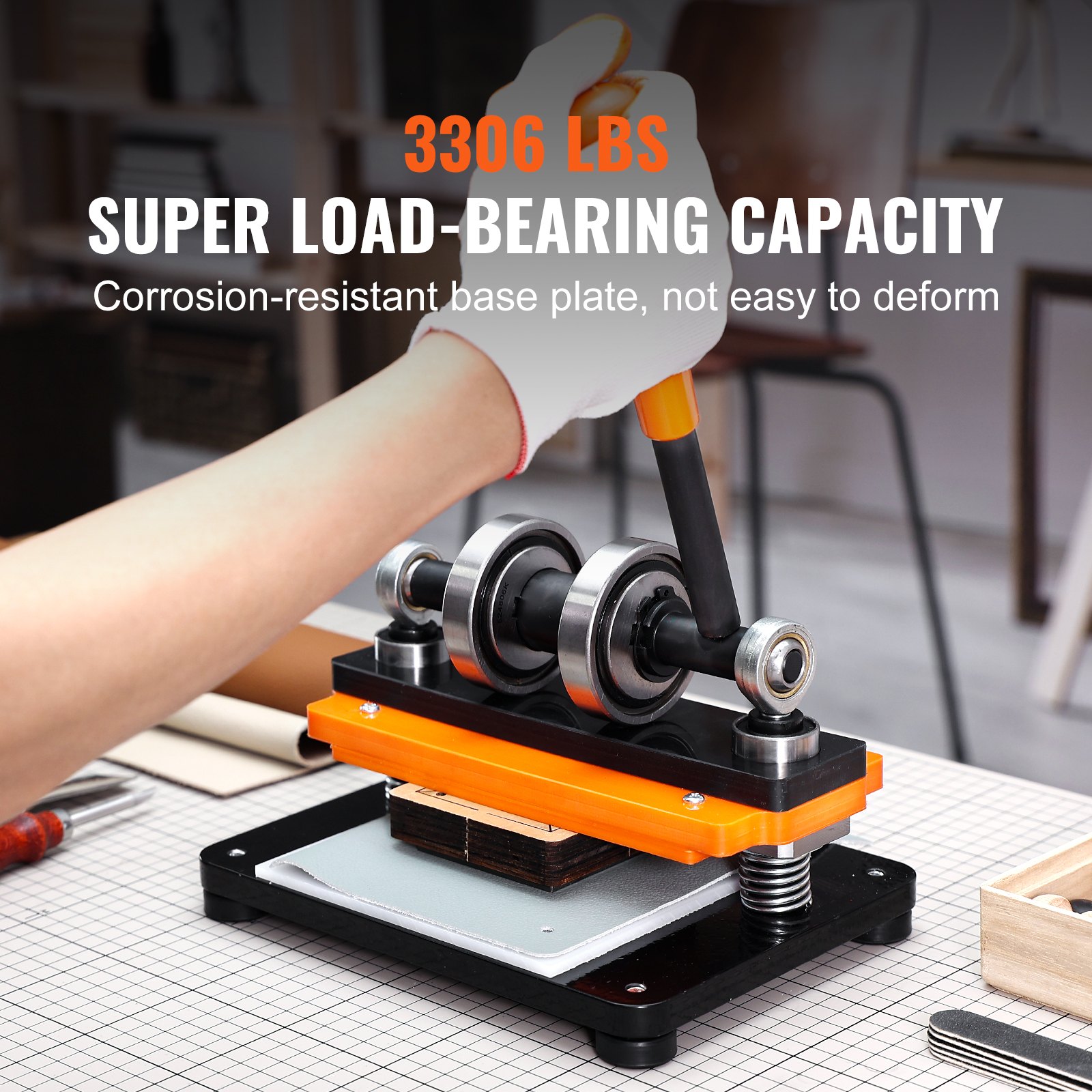 VEVOR Máquina Cortadora de Cuero 180x100 mm Capacidad de Carga de 1,5 T Prensa Troqueladora Manual Carrera Ajustable 12 mm Perforadora Manual para Cuero Papel Espuma Plástico Caucho Varios Materiales
