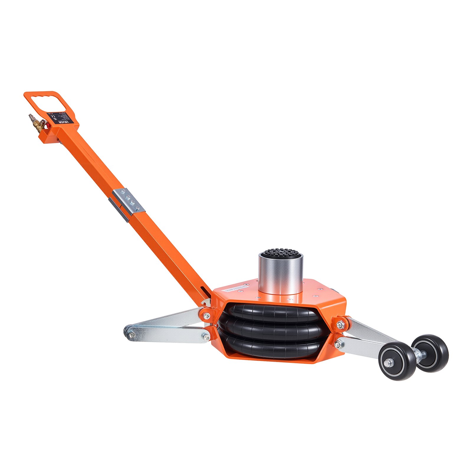 VEVOR Gato Neumático para Coches 3 T con Columna Elevada, Manivela Ajustable y Triple Suspensión Neumática, Altura de Elevación de 145 a 410 mm, para Coches, SUV y Camionetas, 1270 x 590 x 145 mm