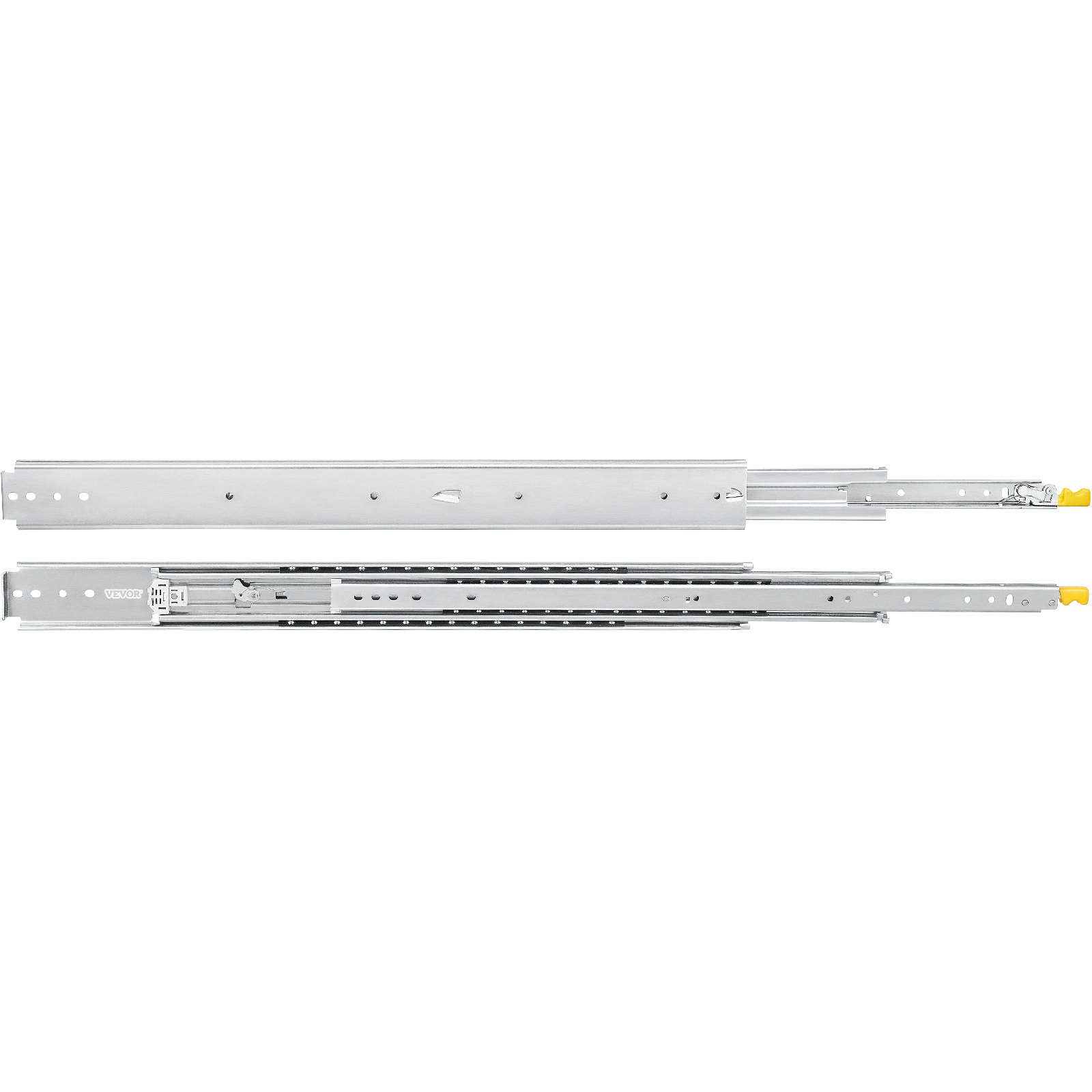 VEVOR Guías Laterales para Cajón Extracción Total de 304,8cm 1 par de Railes para Cajones 152,4x7,6x1,9cm Corredera con Rodamiento de Bolas Capacidad de Carga 225kg Acero Laminado en Frío Kit Completo