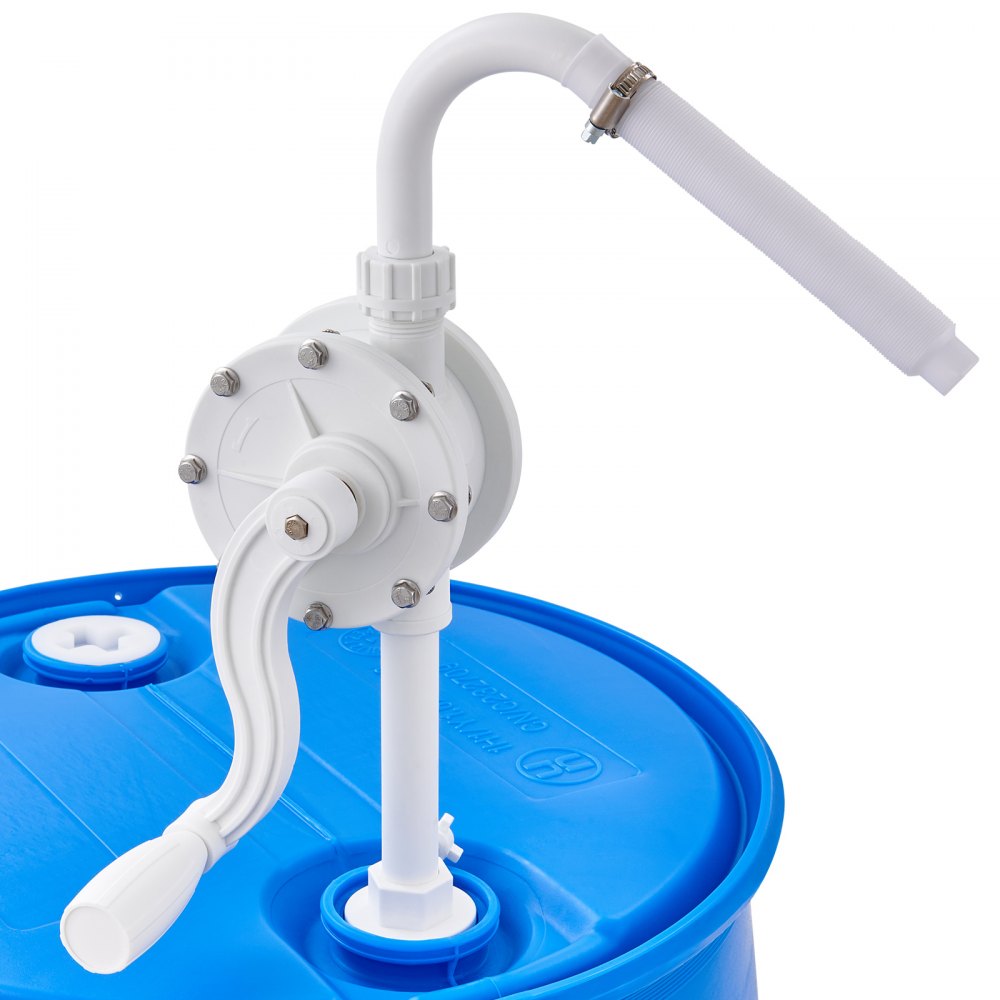 VEVOR Bomba de Tambor Rotativa de Manivela Manual de 24,6 L/min para Tambores de 16,6-205 L con Tubo de Succión de 3 Secciones y Manguera para Transferencia Rápida de Agua y Líquidos Corrosivos