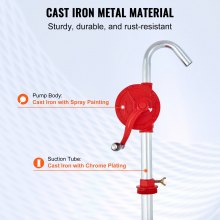 VEVOR Bomba de Tambor Rotativa de Manivela Manual de 19 L/min para Tambores de 16,6-205 L con Tubo de Succión de 3 Secciones y Manguera para Transferir Combustible, Aceite de Motor, Diésel, Queroseno