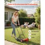 VEVOR Cortadora de Césped Manual de 400 mm con 5 Cuchillas 2 Ruedas sin Motor Altura de Corte Ajustable de 15 - 45 mm con Bolsa Recolectora de Césped para, Caminos de Acceso, Patios, Jardines