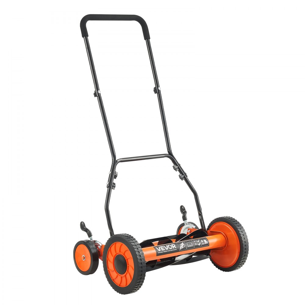 VEVOR Cortadora de Césped Manual de 450 mm con 5 Cuchillas 4 Ruedas sin Motor Altura de Corte Ajustable de 35 - 62 mm con Bolsa Recolectora de Césped para, Caminos de Acceso, Patios, Jardines