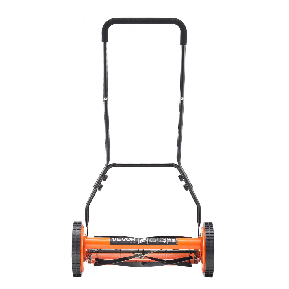 VEVOR Cortadora de Césped Manual de 450 mm con 5 Cuchillas 4 Ruedas sin Motor Altura de Corte Ajustable de 35 - 62 mm con Bolsa Recolectora de Césped para, Caminos de Acceso, Patios, Jardines