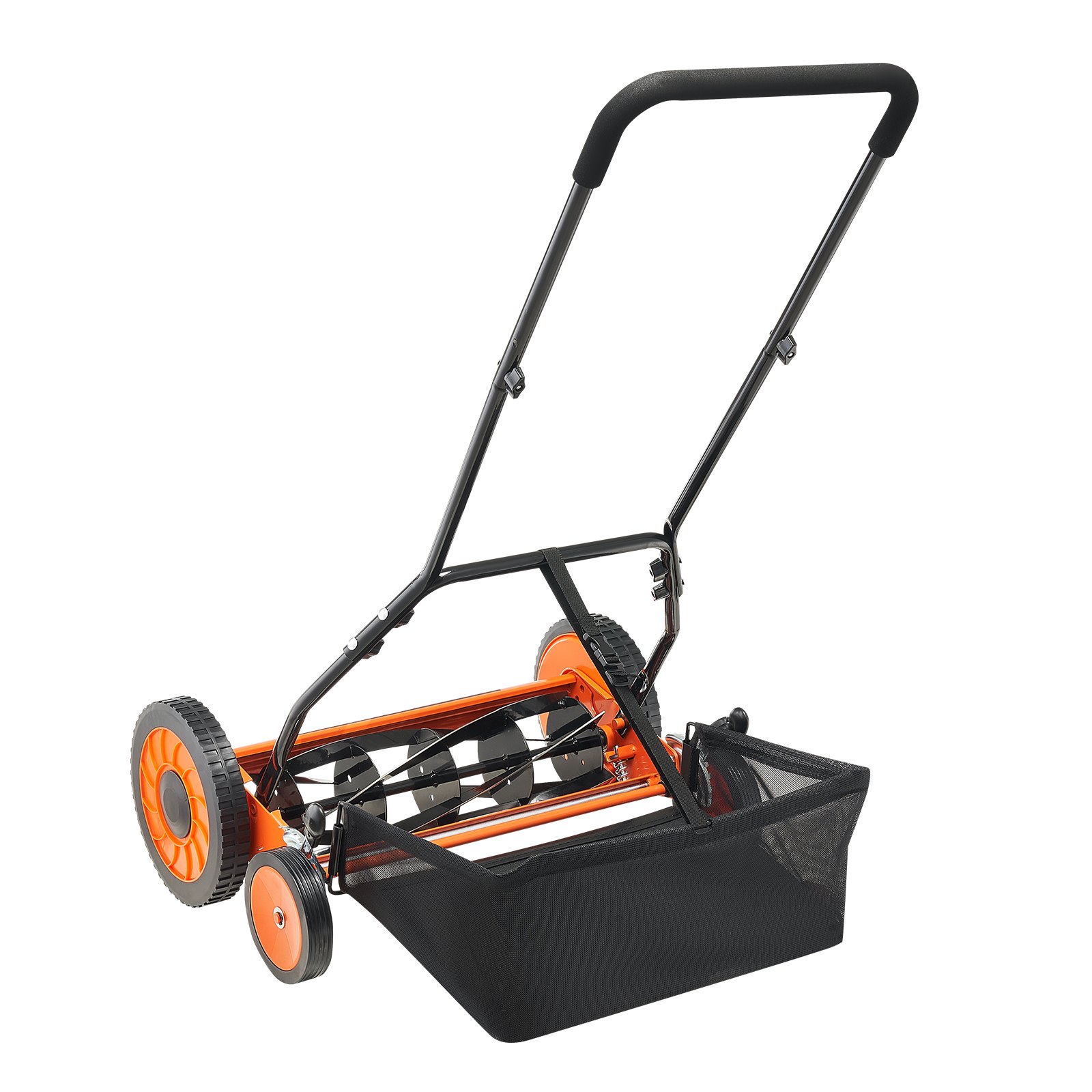 VEVOR Cortadora de Césped Manual de 450 mm con 5 Cuchillas 4 Ruedas sin Motor Altura de Corte Ajustable de 35 - 62 mm con Bolsa Recolectora de Césped para, Caminos de Acceso, Patios, Jardines