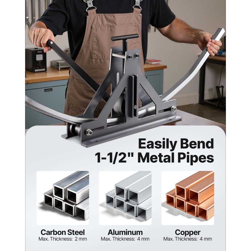 VEVOR Dobladora de Tubos Universal, Dobladora de Tubos, Dobladora de Tubos Acero, Dobladora Manual de Acero al Carbono, Dobladora de Tubos Manual Ajustable, Aplica a Acero Dulce, Cobre y Aluminio