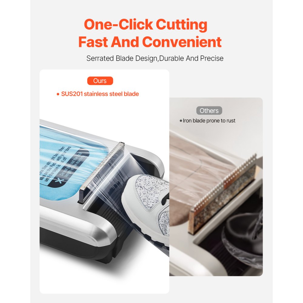 VEVOR Shoe Cover Dispenser, Automatic Shoe Cover with 1 Roll (600 Pieces) Disposable Sole Membrane, Fits Sizes up to US 11, for Home, Office, Lab, Factory, Hospital, Silver