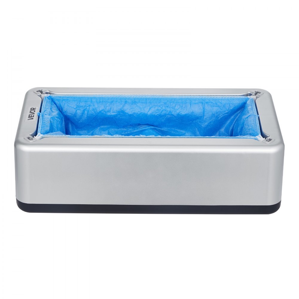 VEVOR Shoe Cover Dispenser, Automatic Overshoe Dispenser with 100 Disposable Shoe Covers, Fits Sizes up to US 11, for Home, Office, Laboratory, Factory, Hospital, Indoor Use, Silver