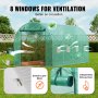 VEVOR Invernadero Túnel  445x194x192 cm Carpa Refugio para Plantas con Estructura de Acero Galvanizado Cubierta de PE Verde Puerta Enrollable con Cremallera 8 Ventanas para Cultivo de Verduras Flores