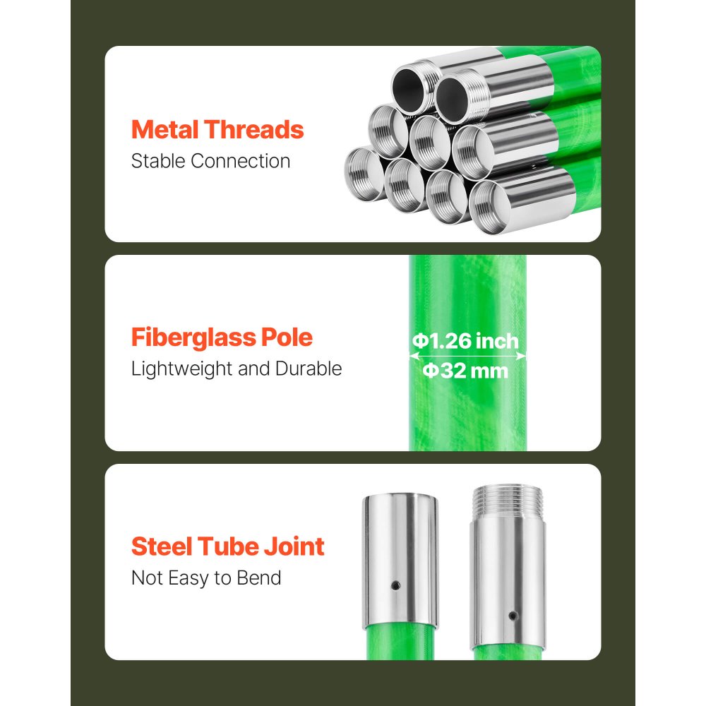 VEVOR Sierra de Pértiga Manual, Podadora de Pértiga Extensible de 118-809,3 cm con Tijeras, Hoja de Acero de 65 Mn, Mango Ligero de Fibra de Vidrio para Podar Ramas Altas, Palmeras y Arbustos