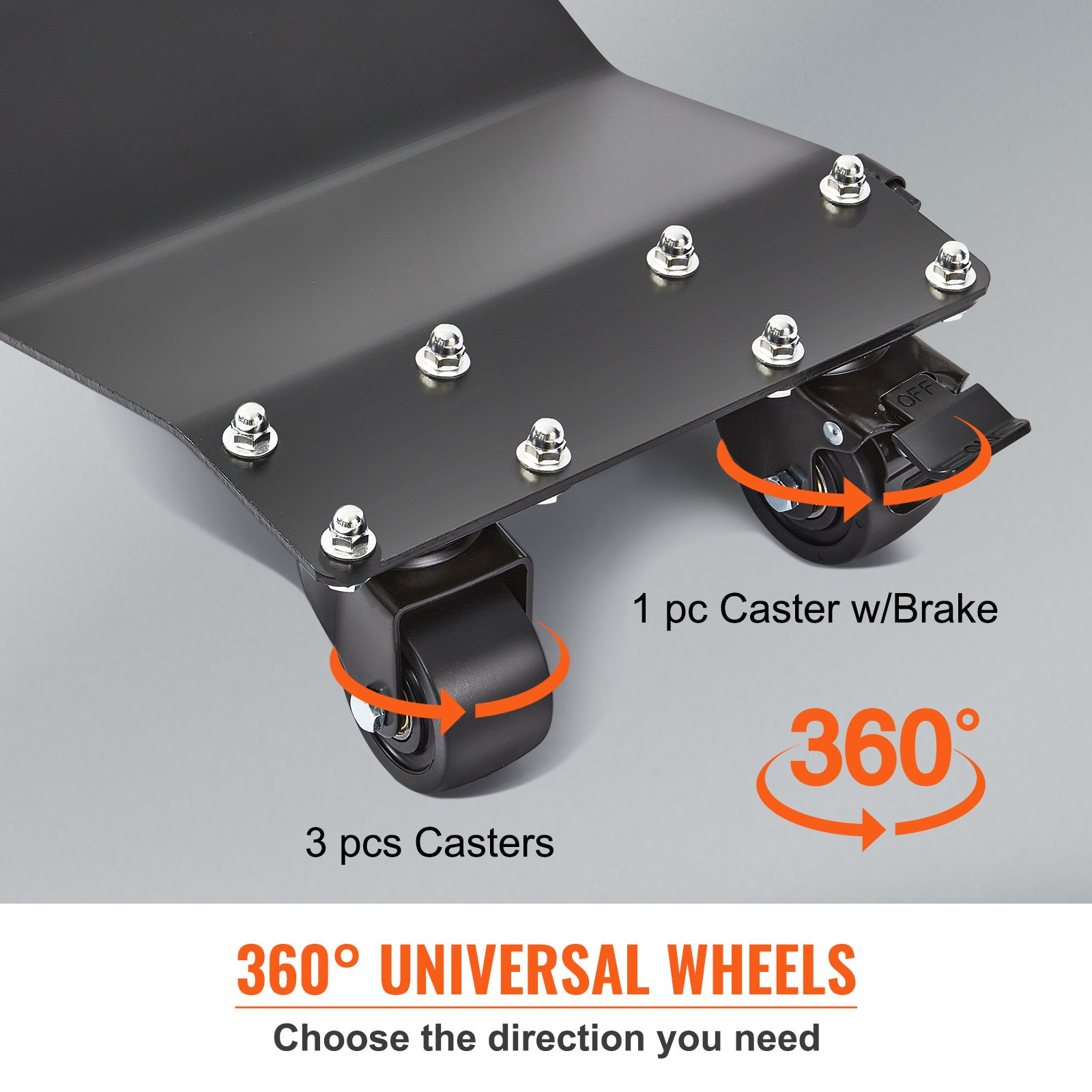 VEVOR Carro de Manipulación de Coches 4 PCS Carga de 907 kg x 4 Plataforma Rodante 44,5 x 30 cm Rueda Bloqueable Ayuda de Maniobra Posicionamiento para Vehículos Mobiliario Equipamiento, Negro