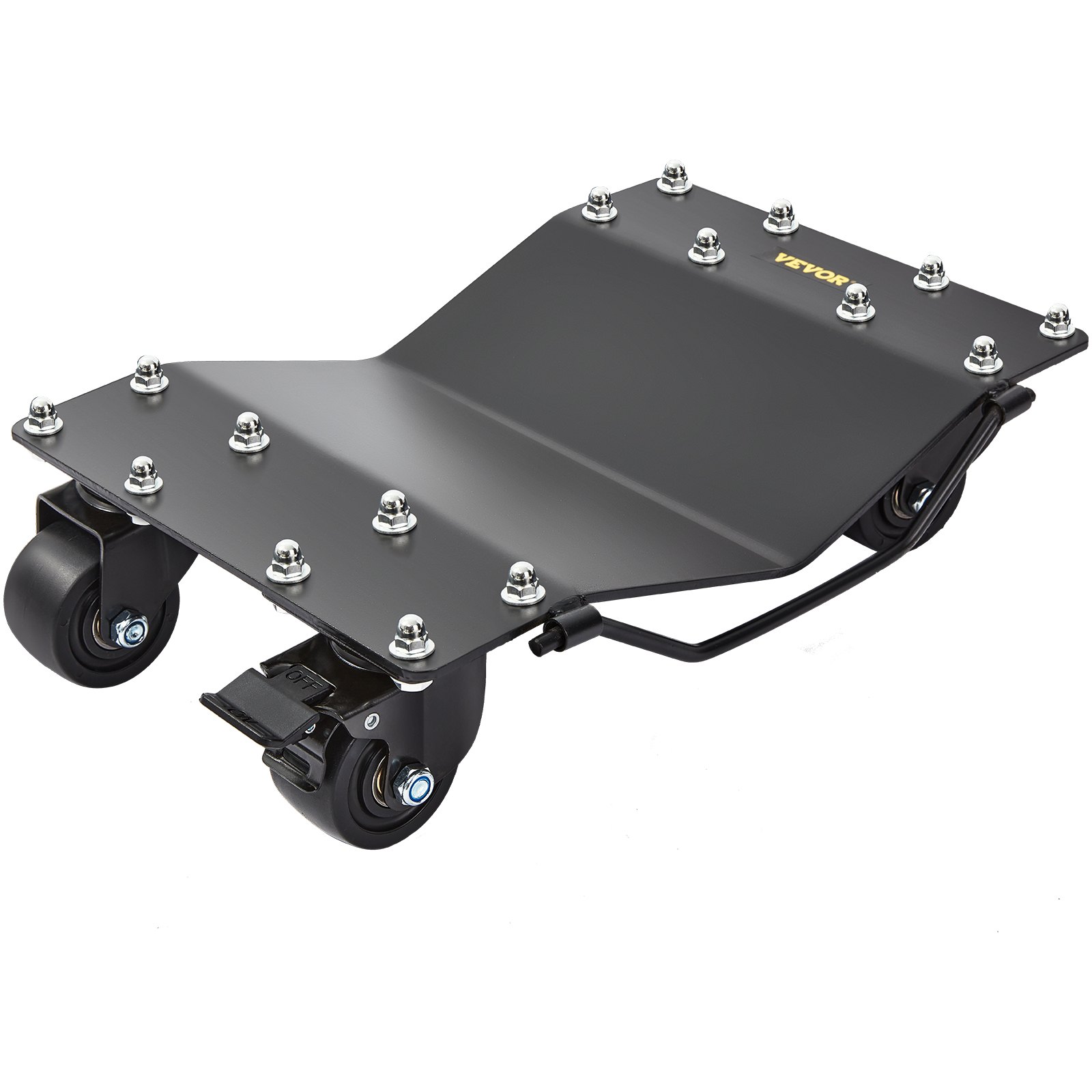 VEVOR Carro de Manipulación de Coches 4 PCS Carga de 907 kg x 4 Plataforma Rodante 44,5 x 30 cm Rueda Bloqueable Ayuda de Maniobra Posicionamiento para Vehículos Mobiliario Equipamiento, Negro