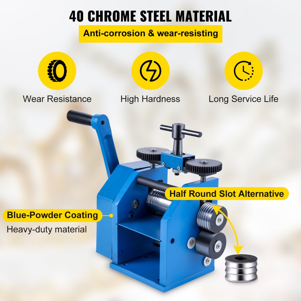 VEVOR Máquina de Laminación Combinada Manual 76 mm Combinación Joyería Laminador de Rodillos Máquina de Laminación de Joyas con Máx. Espesor de Prensa 7 mm