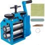 Laminador de joyas VEVOR, máquina azul con rodillos y herramientas.