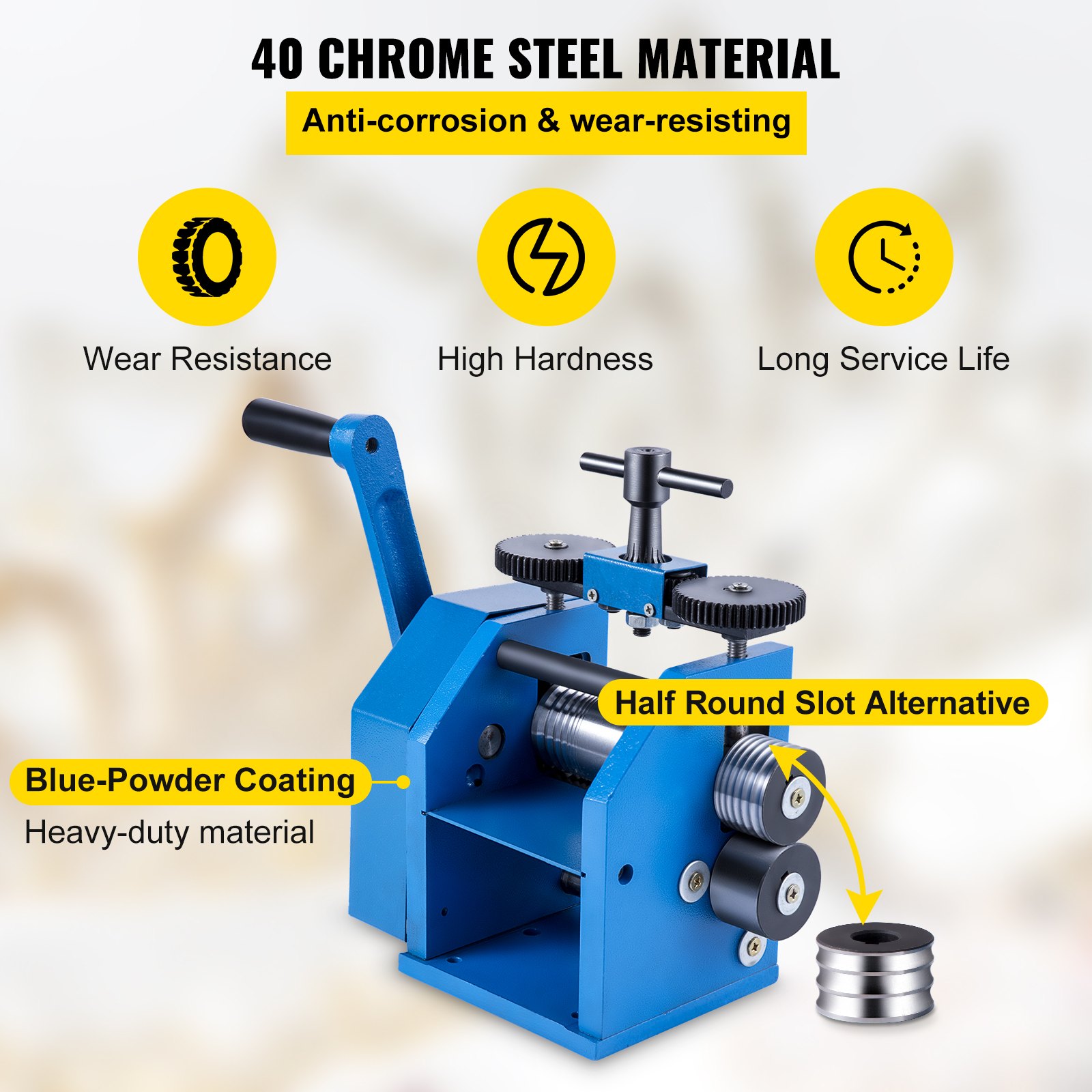 VEVOR Máquina de Laminación Combinada Manual 76 mm Combinación Joyería Laminador de Rodillos Máquina de Laminación de Joyas con Máx. Espesor de Prensa 7 mm