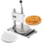 VEVOR Prensa Manual para Masa de Pizza, Placa de 24 cm, Prensa de Pan de Acero Inoxidable, para Hacer Chapatis, Formadora con Asa y 100 Hojas de Papel Pergamino, 400 x 245 x 360 mm, Color Plata
