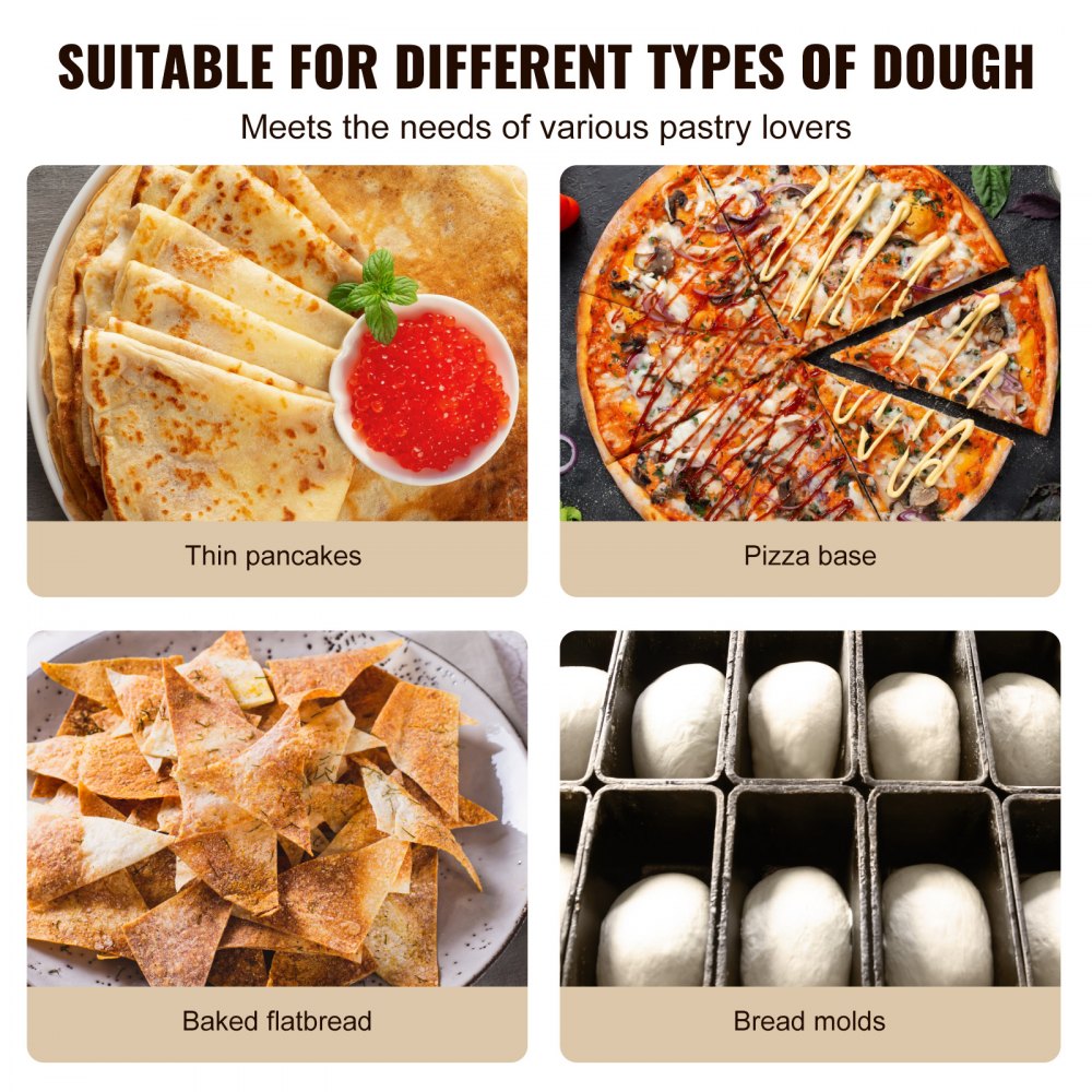 VEVOR Prensa de Pasta Máquina de Pizza Manual Diámetro de 24cm con Bandeja de Acero Inoxidable Formadora de Pizza Doméstica Altura Ajustable para Tartas Tortillas Panes Pizzerías Panaderías Cafeterías