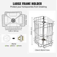 VEVOR Extractor de Miel Manual 2/4 Marcos Centrífuga Separador de Miel de Acero Inoxidable con Tapa Adecuado de Panal Tamaño Profundo 48x23 cm Tamaño Mediano 48x16 cm Altura Regulable para Apicultura