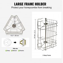 VEVOR Extractor de Miel Manual 3 Marcos Centrífuga Separador de Miel de Acero Inoxidable con Tapa Apto para Nido de Abejas Tamaño Profundo 48x23 cm Mediano 48x16 cm Altura Ajustable para Apicultura