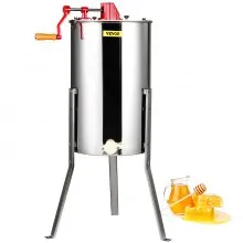 VEVOR Extractor de Miel Manual 3 Marcos Centrífuga Separador de Miel de Acero Inoxidable con Tapa Apto para Nido de Abejas Tamaño Profundo 48x23 cm Mediano 48x16 cm Altura Ajustable para Apicultura
