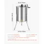 VEVOR Extractor de Miel Manual de Acero Inoxidable 470 mm Centrífuga Separador de Miel 4/8 Marcos con Tapa Transparente Soporte Altura Ajustable 30-38 cm Equipo de Extracción de Panal para Apicultura