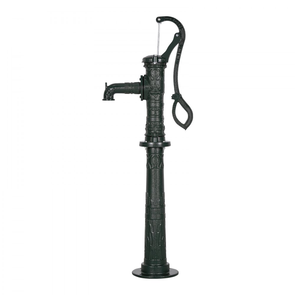 VEVOR Bomba Manual Antigua, 6 m de Elevación, Estilo Nostálgico, de Hierro Fundido, para Pozo con Base Elevada, Conexión NPT, para Jardín, Estanque, Patio, Granja, Verde, 400 x 240 x 1290 mm