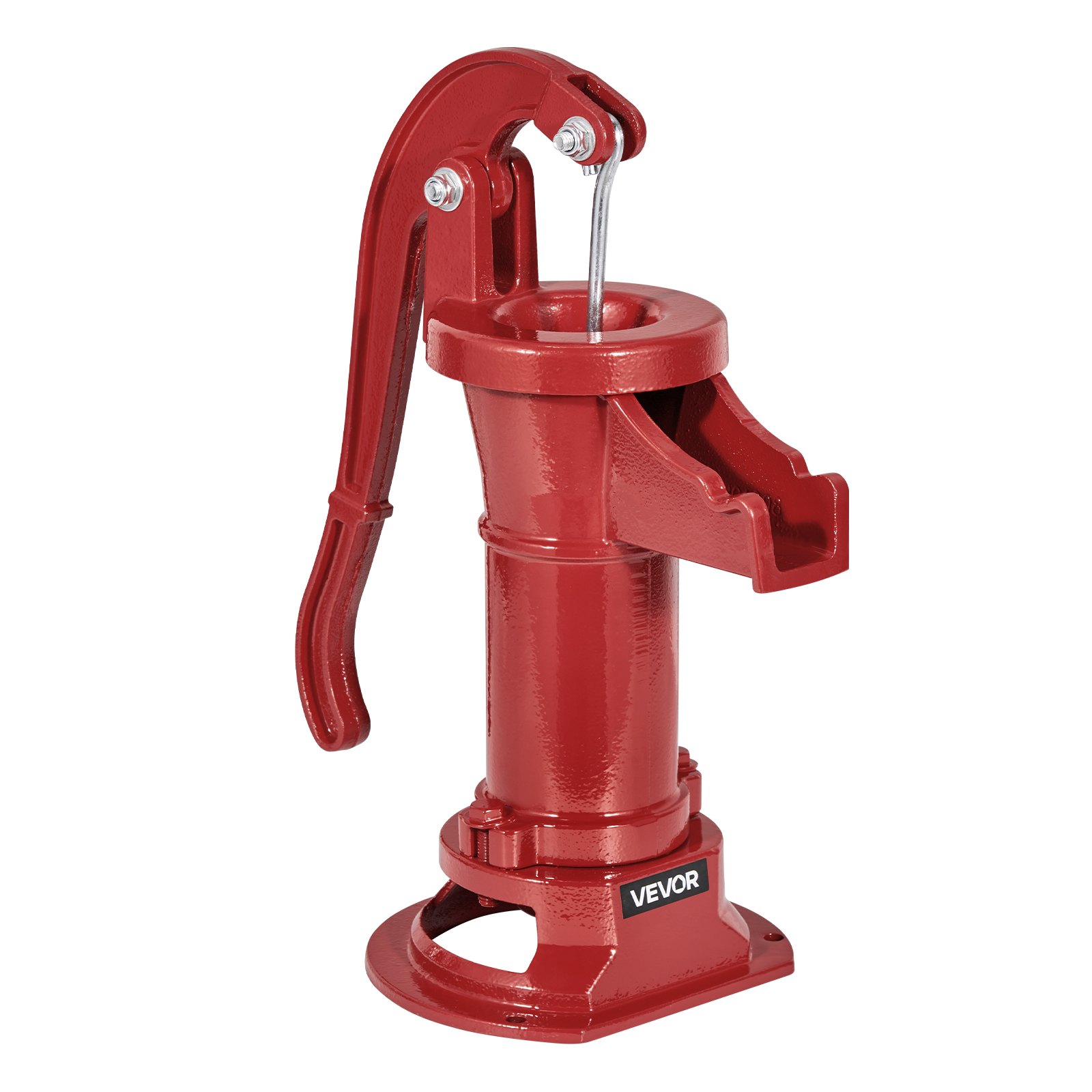 VEVOR Bomba Manual Antigua, 7,6 m de Elevación, de Hierro Fundido, para Pozo, con Conexión NPT, para Jardín, Estanque, Patio y Granja, Pico en Forma de Gancho, Color Rojo, 230 x 180 x 400 mm