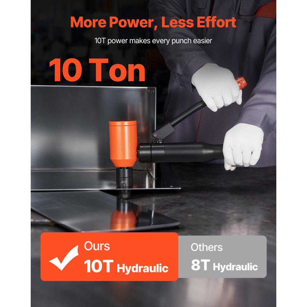 VEVOR kit de Perforación Hidráulica de 10 T, con 6 Punzones de 12,7-50,8 mm, para Metal, Acero Inoxidable, Aluminio y Plástico, para Talleres, Obras de Construcción e Instalaciones Eléctricas