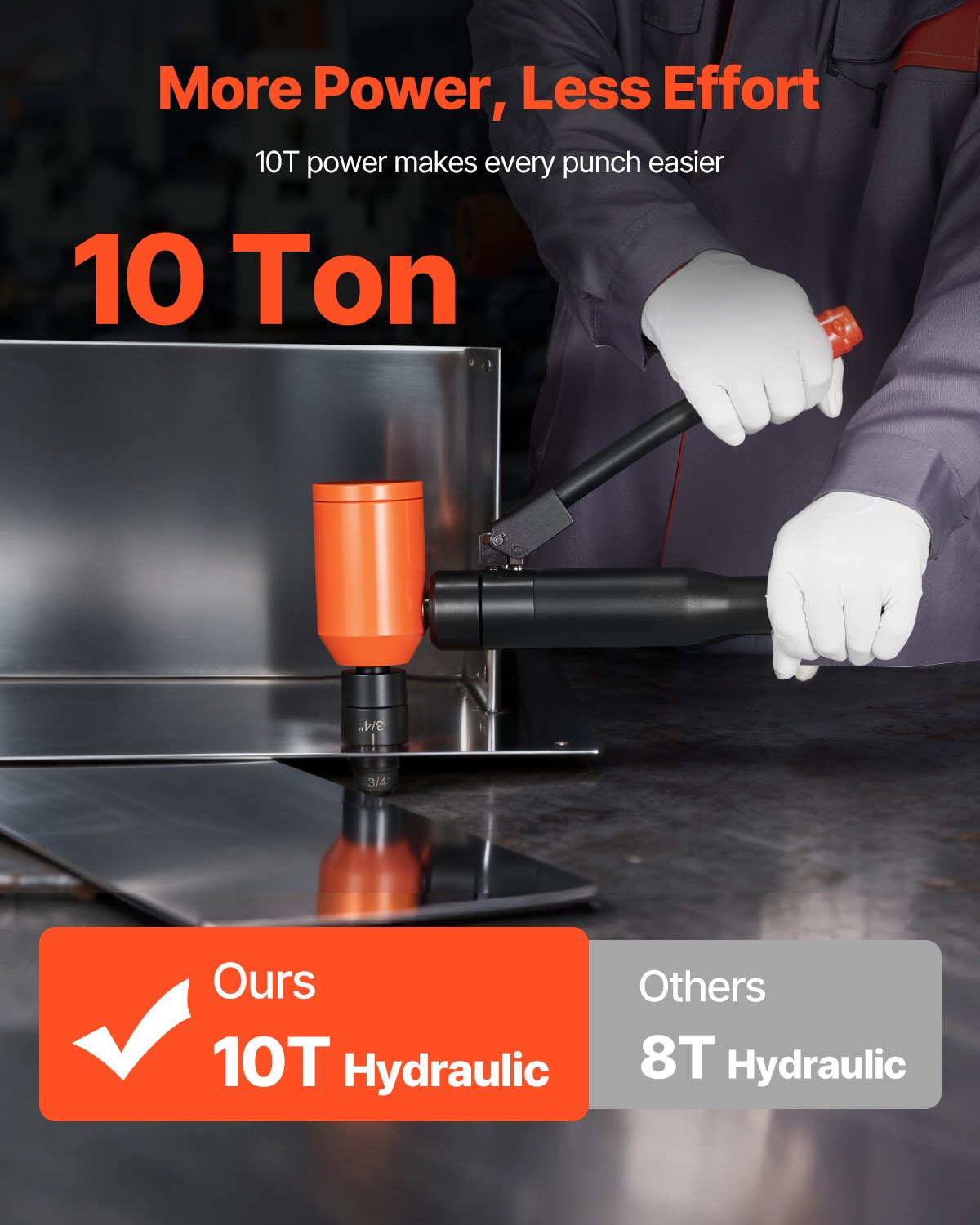 VEVOR kit de Perforación Hidráulica de 10 T, con 6 Punzones de 12,7-50,8 mm, para Metal, Acero Inoxidable, Aluminio y Plástico, para Talleres, Obras de Construcción e Instalaciones Eléctricas