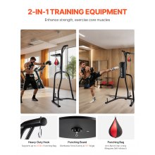 VEVOR Soporte para Saco de Boxeo 2 en 1 Marco de Acero 143x126x214 cm, Negro