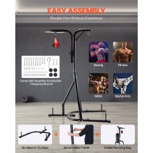 VEVOR Soporte para Saco de Boxeo 2 en 1 Marco de Acero 143x126x214 cm, Negro