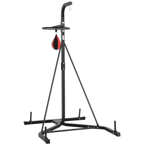 VEVOR Soporte para Saco de Boxeo 2 en 1 Equipo de Entrenamiento de Acero Soporta Hasta 65 kg Altura Ajustable Soporte Independiente para Sacos de Arena para Gimnasio en Casa, 132x114x201 cm