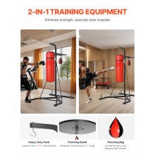 VEVOR Soporte para Saco de Boxeo 2 en 1 Marco de Acero 132x114x201 cm, Negro