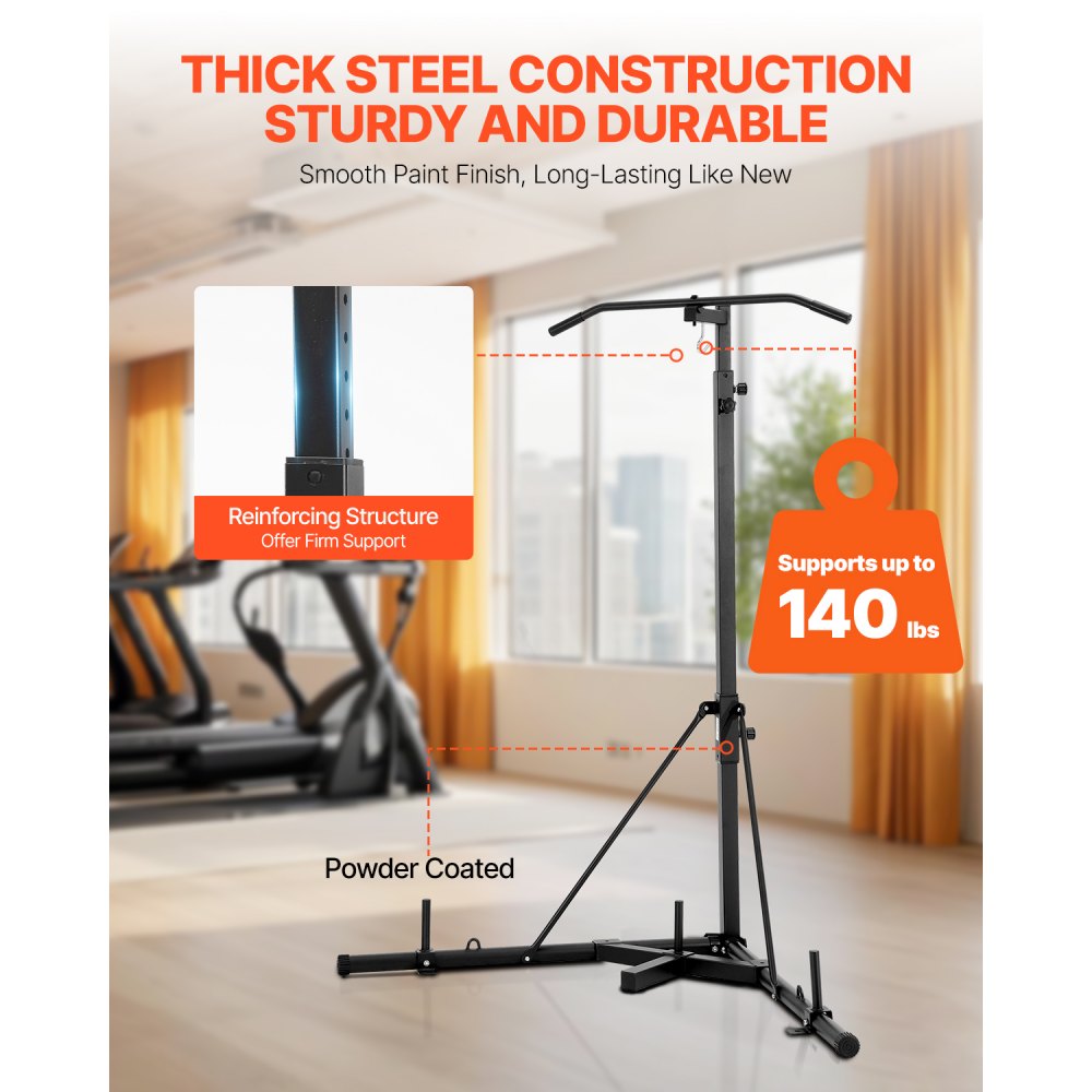VEVOR Soporte para Saco de Boxeo Equipo de Entrenamiento Resistente de Acero Soporta Hasta 65 kg Altura Ajustable Soporte Independiente a Sacos de Arena para Gimnasio en Casa, 118 x 118 x 232 cm