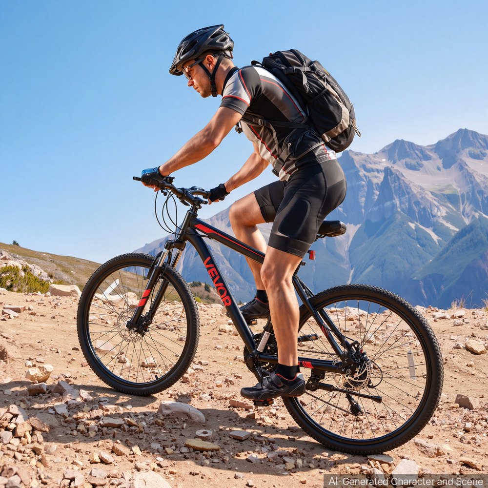 VEVOR Bicicleta de Montaña para Adultos 26 pulgadas, 21 Velocidades, Cuadro de Acero de Carbono, Neumáticos Todoterreno, Preensamblada, para Carreteras Pavimentadas, Parques y Senderos Boscosos