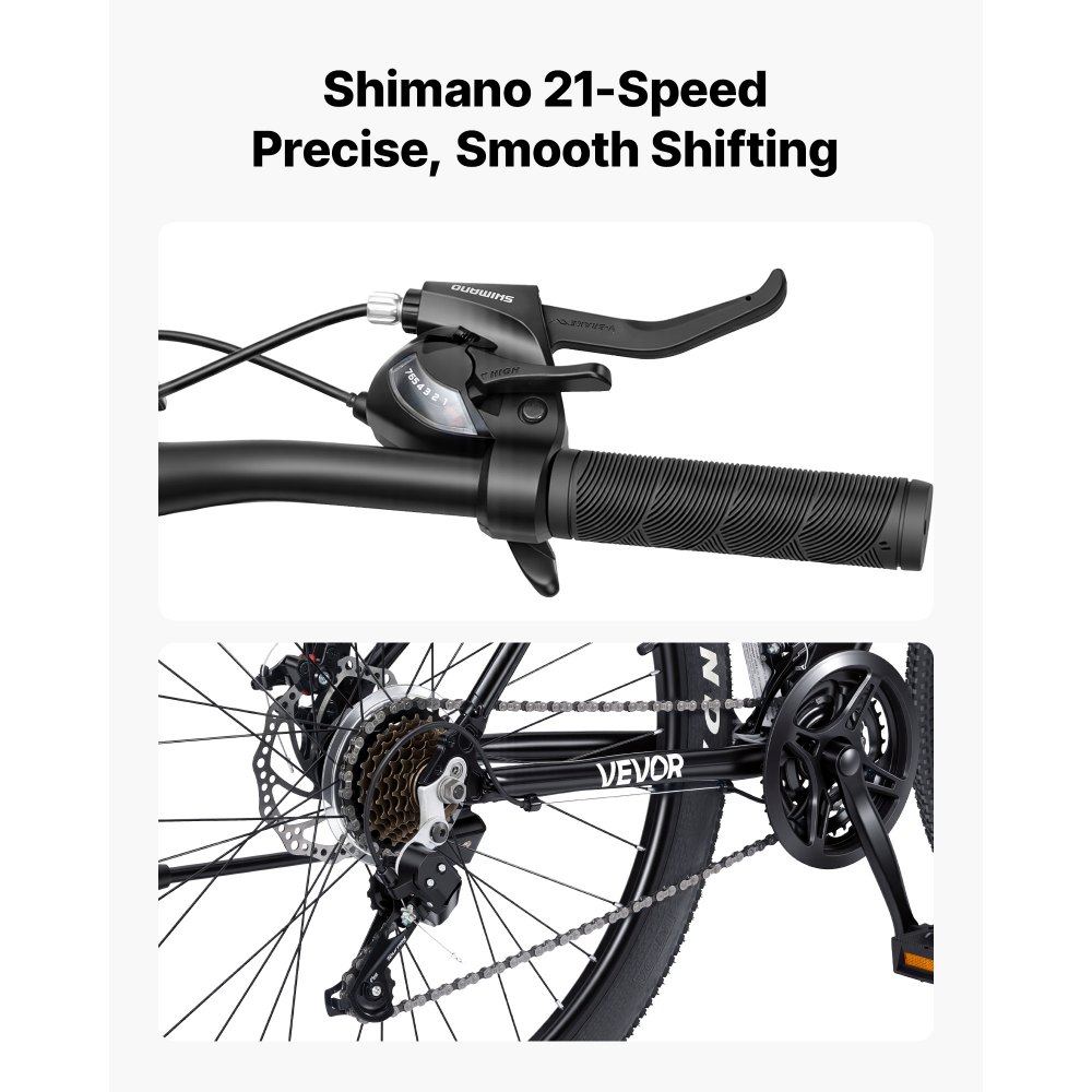 VEVOR Bicicleta de Montaña para Adultos 27,5 pulgadas, 21 Velocidades, Cuadro de Aleación de Aluminio, Neumáticos Todoterreno, Preensamblada, para Carreteras Pavimentadas, Parques, Senderos Boscosos