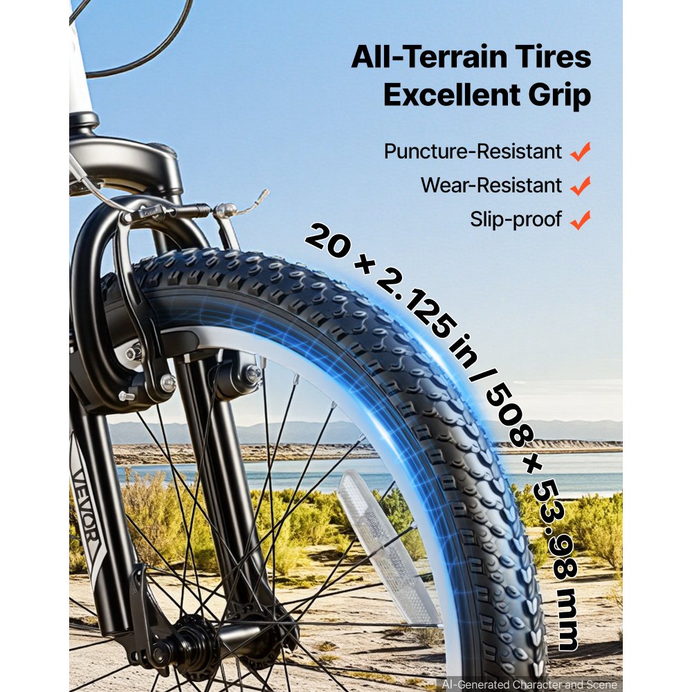 VEVOR Bicicleta de Montaña 20 pulgadas, 6 Velocidades, Acero de Carbono, Neumáticos Todoterreno, Sillín Ajustable, Frenos Dobles, Preensamblada, para Carreteras Pavimentadas y Senderos Boscosos