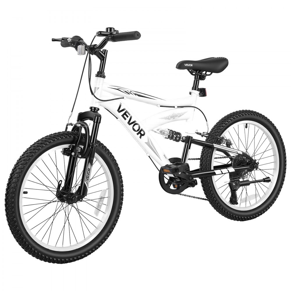 VEVOR Bicicleta de Montaña 20 pulgadas, 6 Velocidades, Acero de Carbono, Neumáticos Todoterreno, Sillín Ajustable, Frenos Dobles, Preensamblada, para Carreteras Pavimentadas y Senderos Boscosos