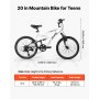 VEVOR Bicicleta de Montaña 20 pulgadas, 6 Velocidades, Acero de Carbono, Neumáticos Todoterreno, Sillín Ajustable, Frenos Dobles, Preensamblada, para Carreteras Pavimentadas y Senderos Boscosos