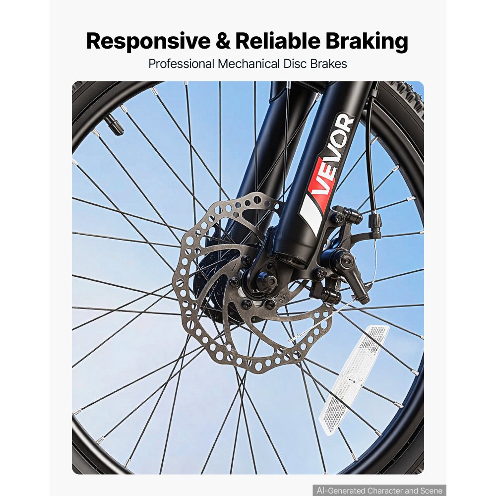 VEVOR Mountain Bike for Men and Women 50.8 cm Outdoor Bicycle 21 Speeds, Adult Bike, Front Suspension, Adjustable Saddle, All-Terrain Tires, High Carbon Steel Frame, Dual Disc Brake, Pre-Assembled