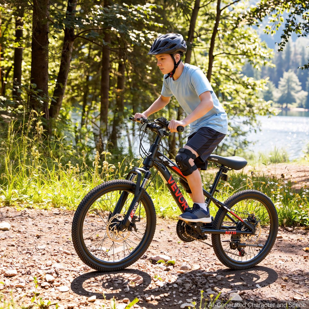 VEVOR Mountain Bike for Men and Women 50.8 cm Outdoor Bicycle 21 Speeds, Adult Bike, Front Suspension, Adjustable Saddle, All-Terrain Tires, High Carbon Steel Frame, Dual Disc Brake, Pre-Assembled