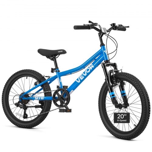 VEVOR Bicicleta de Montaña 20 pulgadas, 6 Velocidades, Cuadro de Acero de Carbono, Neumáticos Todoterreno, Preensamblada, para Carreteras Pavimentadas, Parques, Vías Verdes, Senderos Boscosos