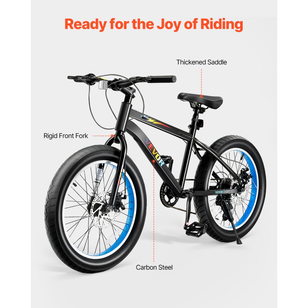 VEVOR Bicicleta de Montaña, Bicicleta MTB 7 Velocidades, Cambio Giratorio, Sillín Cómodo, Frenos de Disco Dobles, Cuadro de Acero con Alto Contenido Carbono, para Senderos y Nieve, 1460 x 635 x 840 mm