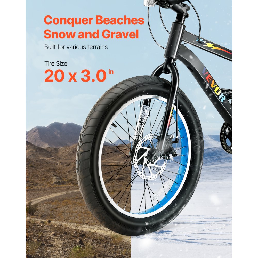 VEVOR Bicicleta de Montaña, Bicicleta MTB 7 Velocidades, Cambio Giratorio, Sillín Cómodo, Frenos de Disco Dobles, Cuadro de Acero con Alto Contenido Carbono, para Senderos y Nieve, 1460 x 635 x 840 mm