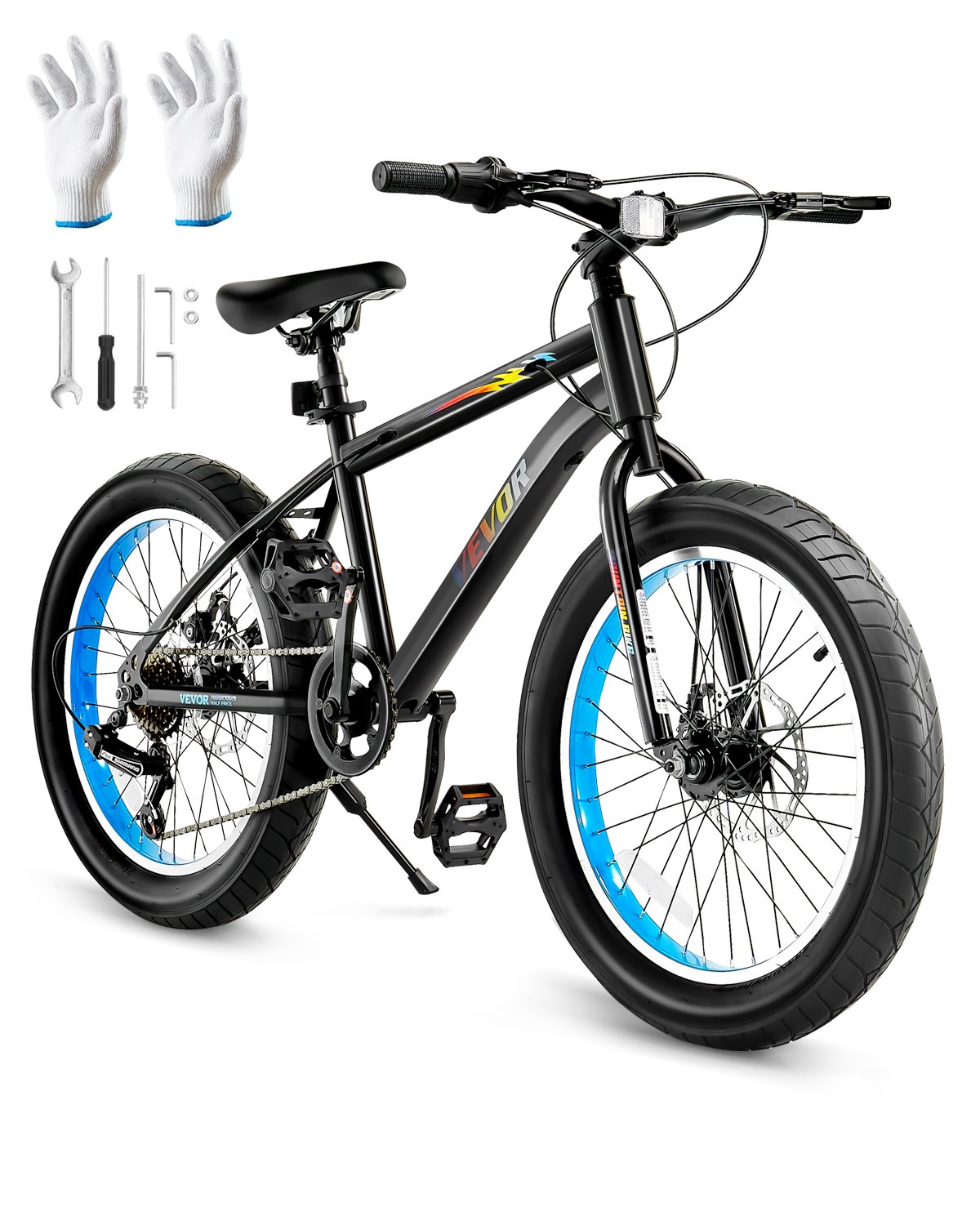 VEVOR Bicicleta de Montaña, Bicicleta MTB 7 Velocidades, Cambio Giratorio, Sillín Cómodo, Frenos de Disco Dobles, Cuadro de Acero con Alto Contenido Carbono, para Senderos y Nieve, 1460 x 635 x 840 mm