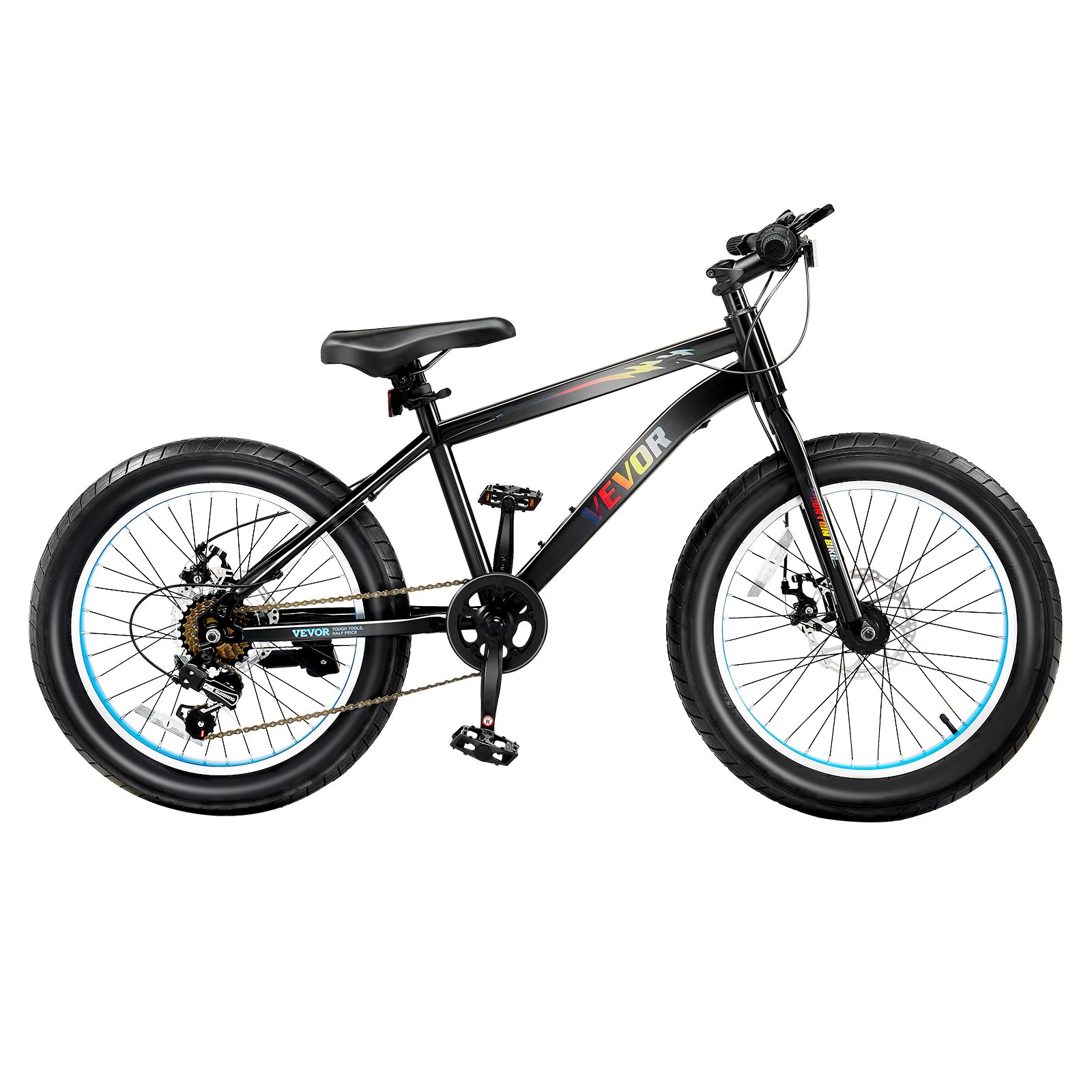 VEVOR Bicicleta de Montaña, Bicicleta MTB 7 Velocidades, Cambio Giratorio, Sillín Cómodo, Frenos de Disco Dobles, Cuadro de Acero con Alto Contenido Carbono, para Senderos y Nieve, 1460 x 635 x 840 mm